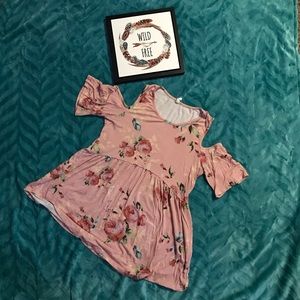 Pink Blush Floral Cold Shoulder Top